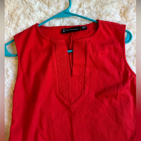 New York & Company Red Cotton Dress - Picture 3 of 6